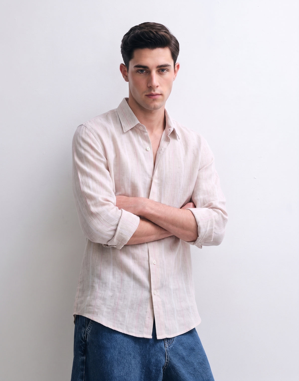 Cream Striped Linen Shirt