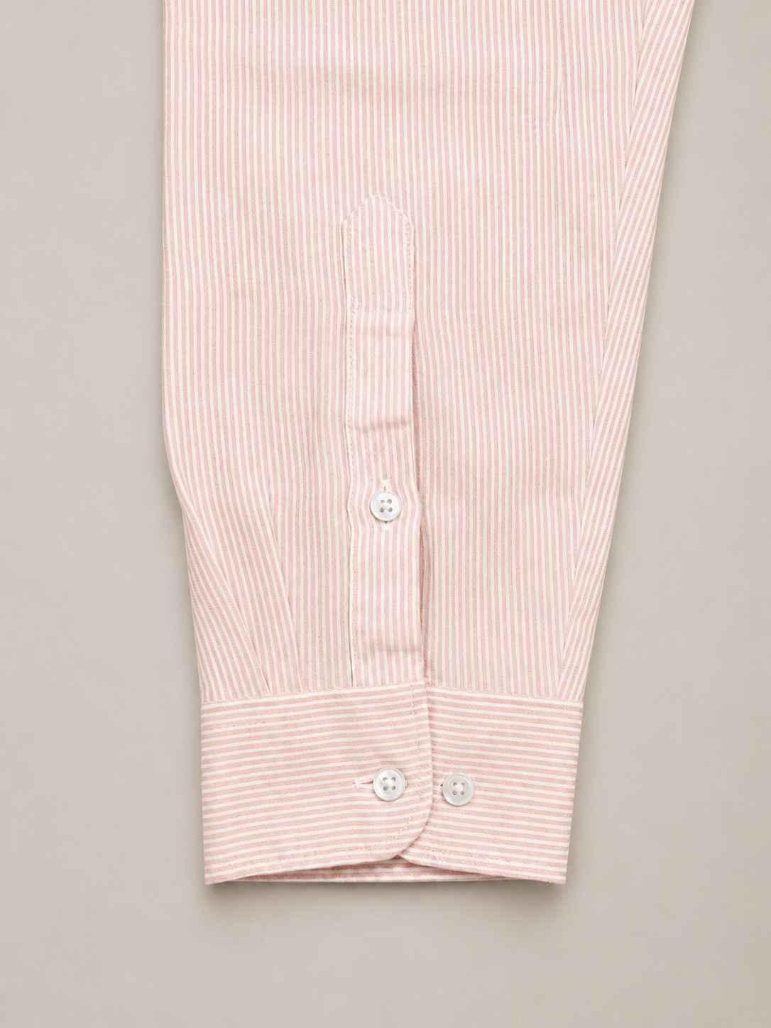 Pale Peach Striped Linen Shirt
