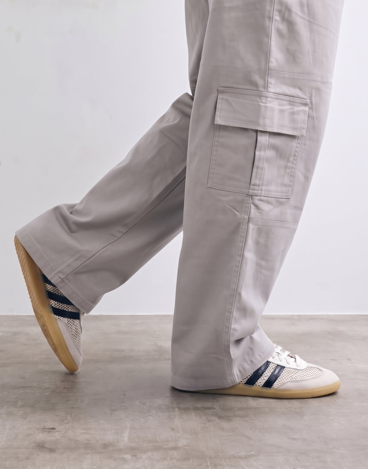 Light Grey Mid Rise Cotton Cargo