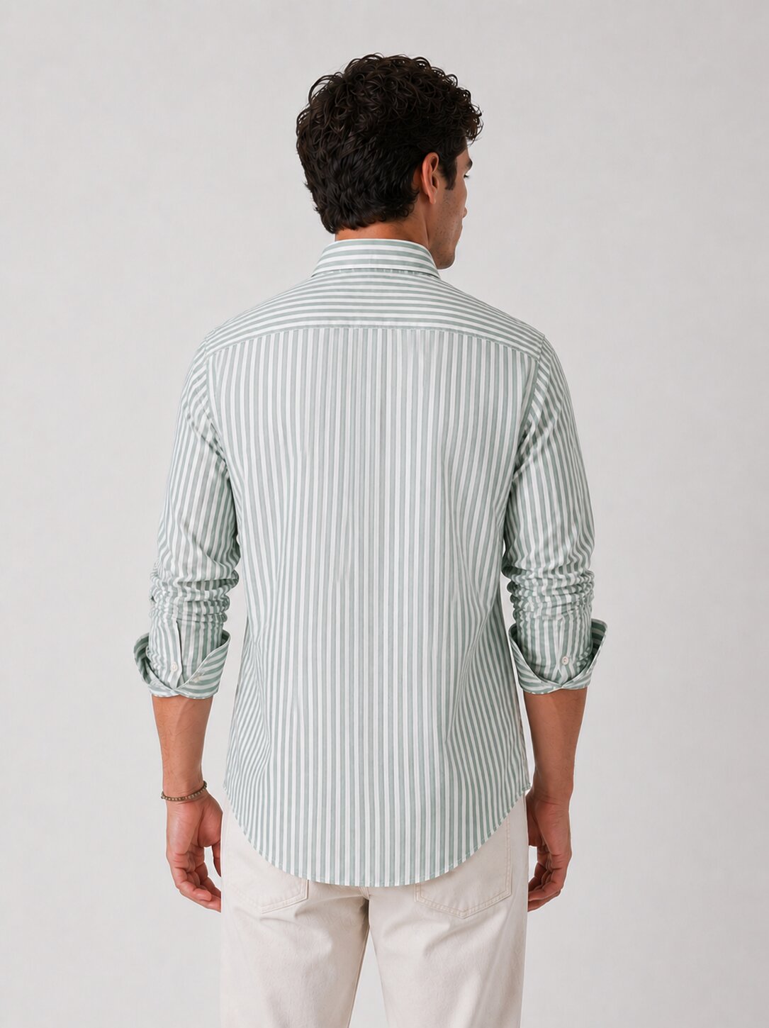 Sage Green Striped Linen Shirts