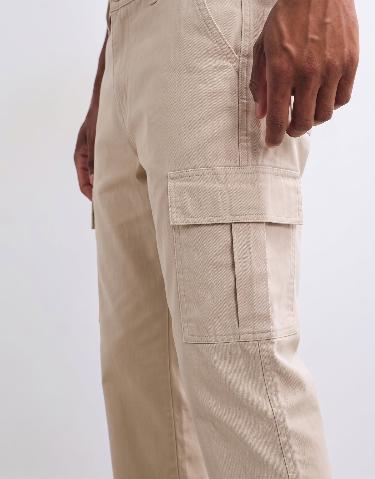 Ivory Mid Rise Cotton Cargo
