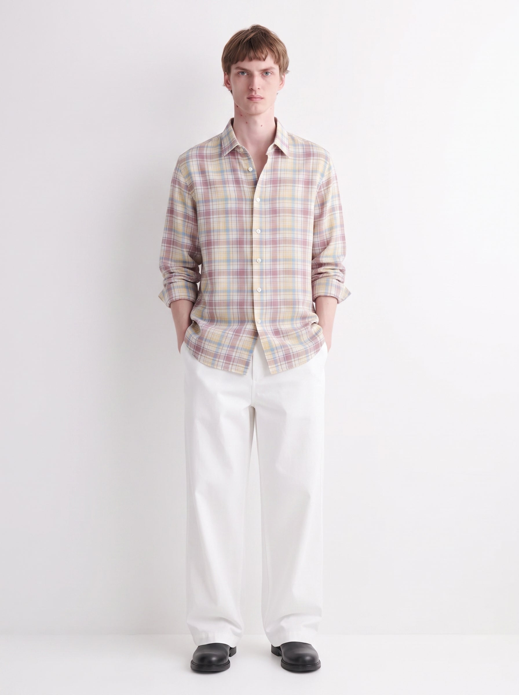 Pink Checked Linen Shirt