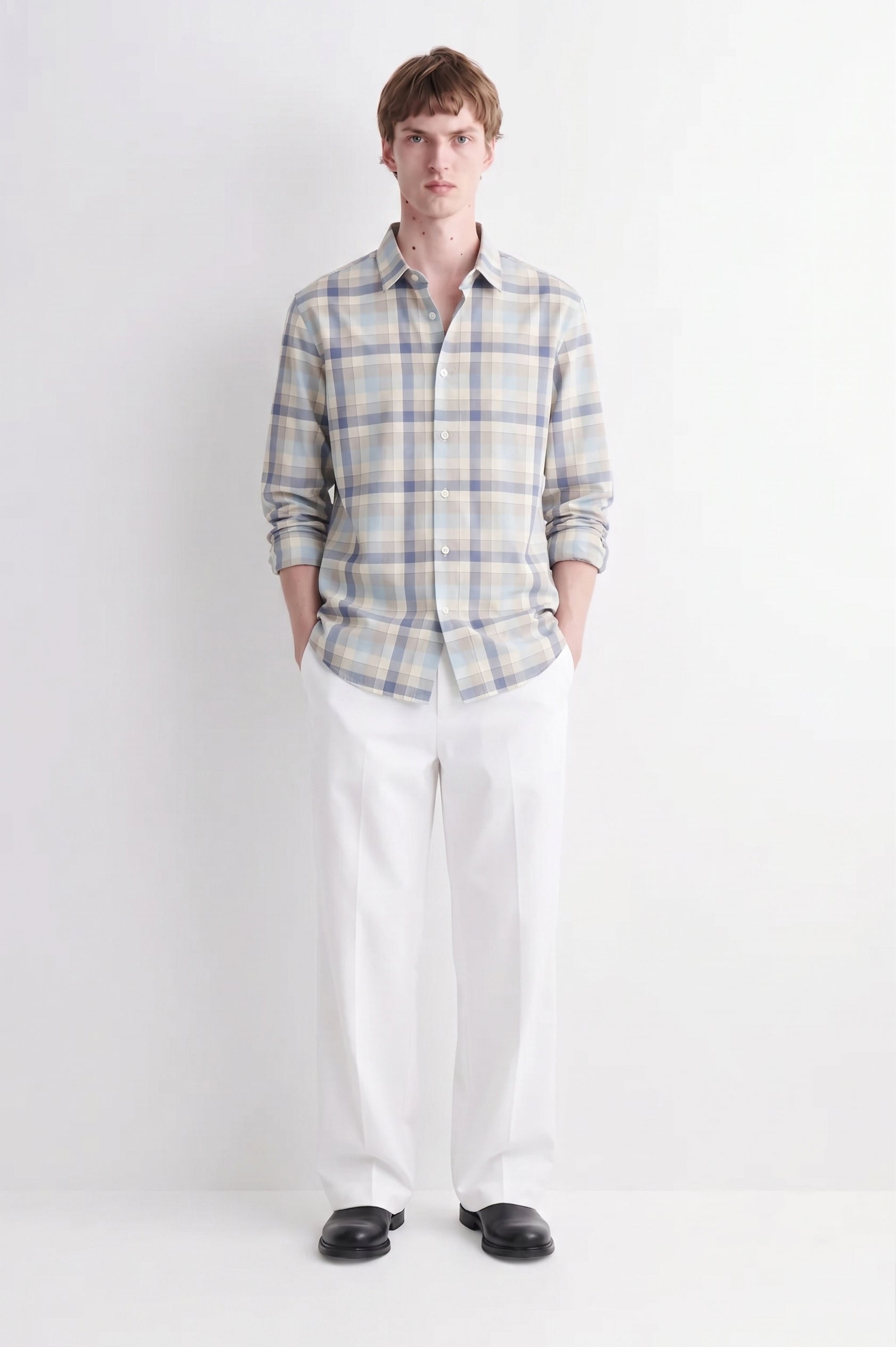 Navy Blue Striped Linen Shirt