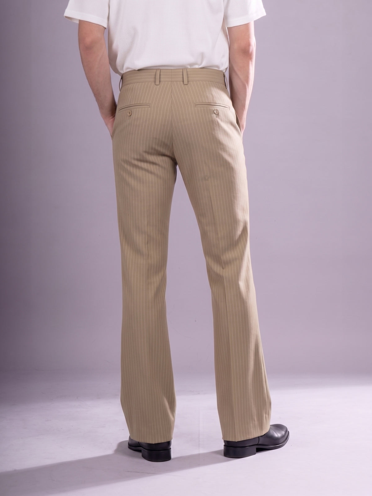 Camel Striped Bootcut Pant