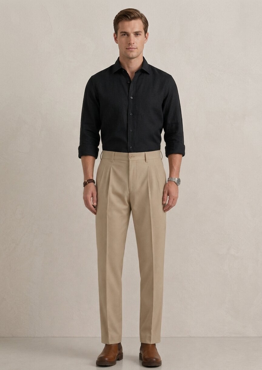 Beige Formal Pants