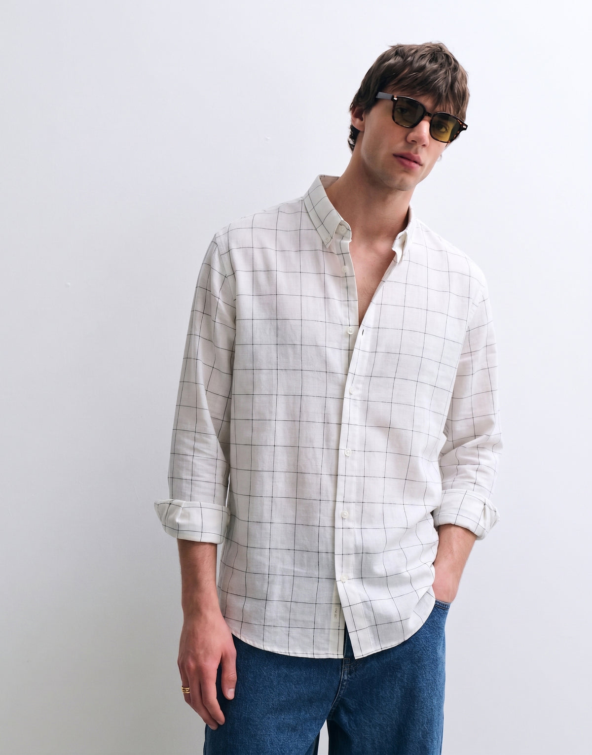 White Checked Cotton Shirt