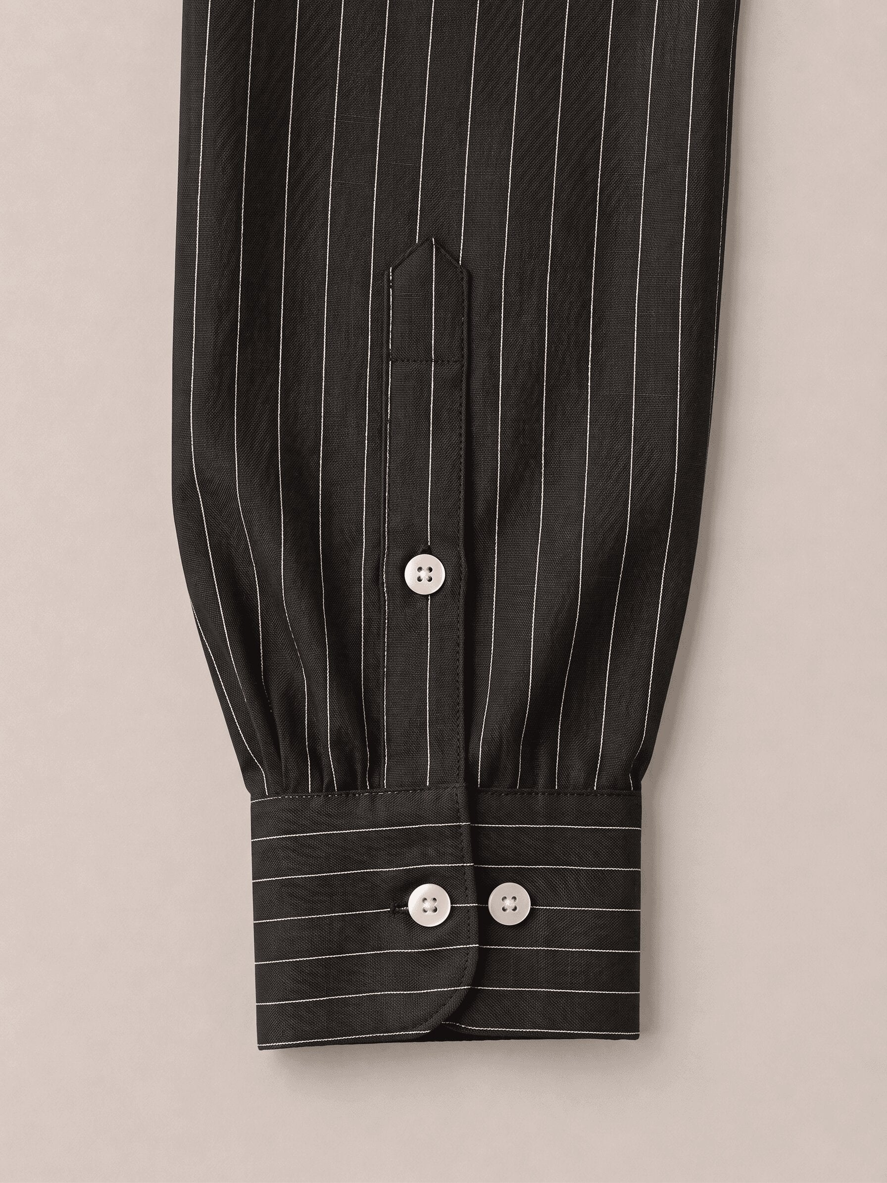 Black Pinstriped Linen Shirt