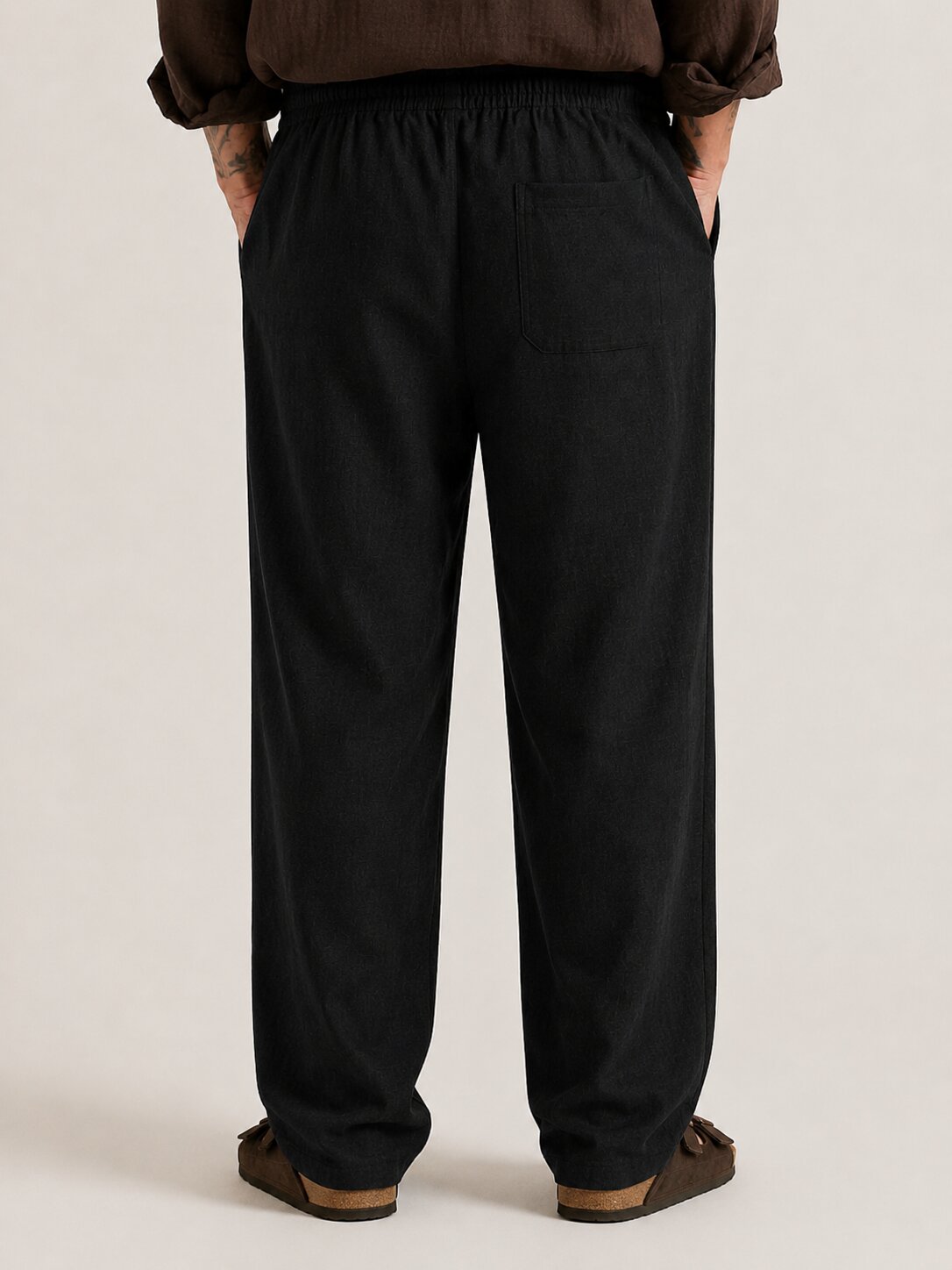 Black Cotton Linen Pant