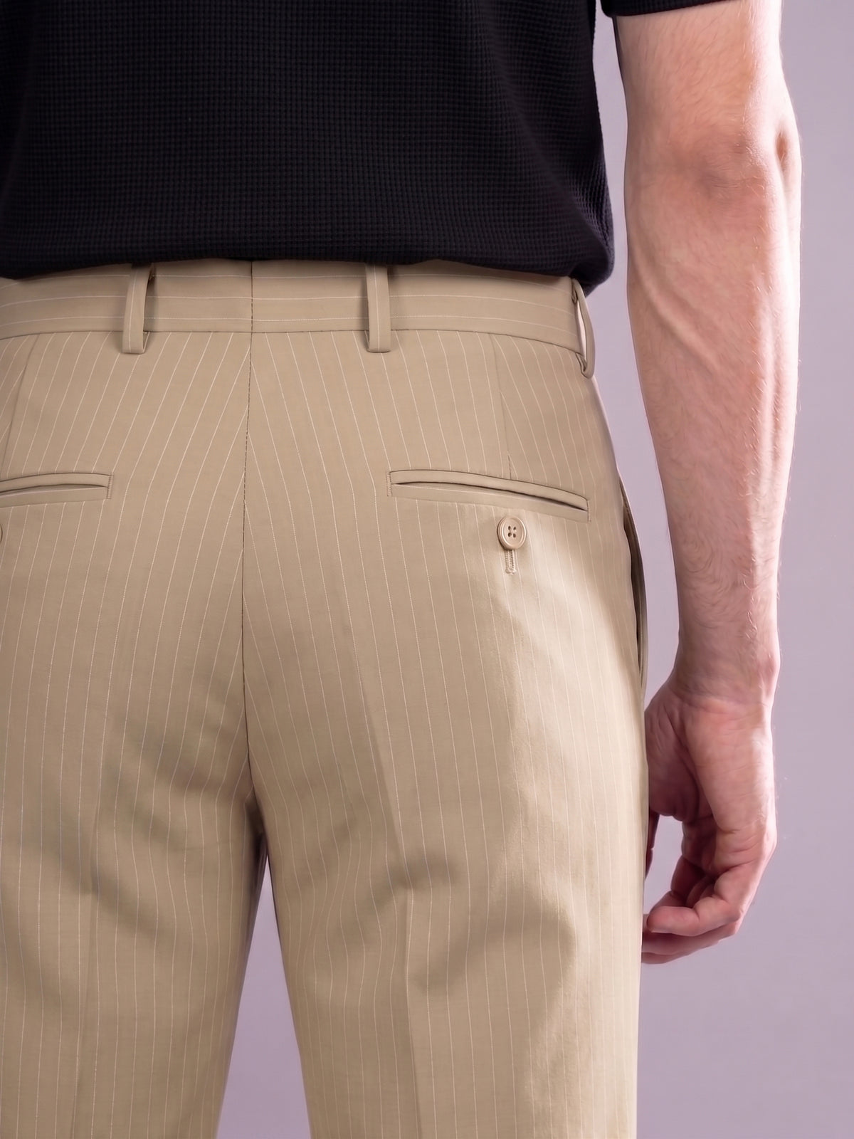 Khaki Striped Bootcut Pant