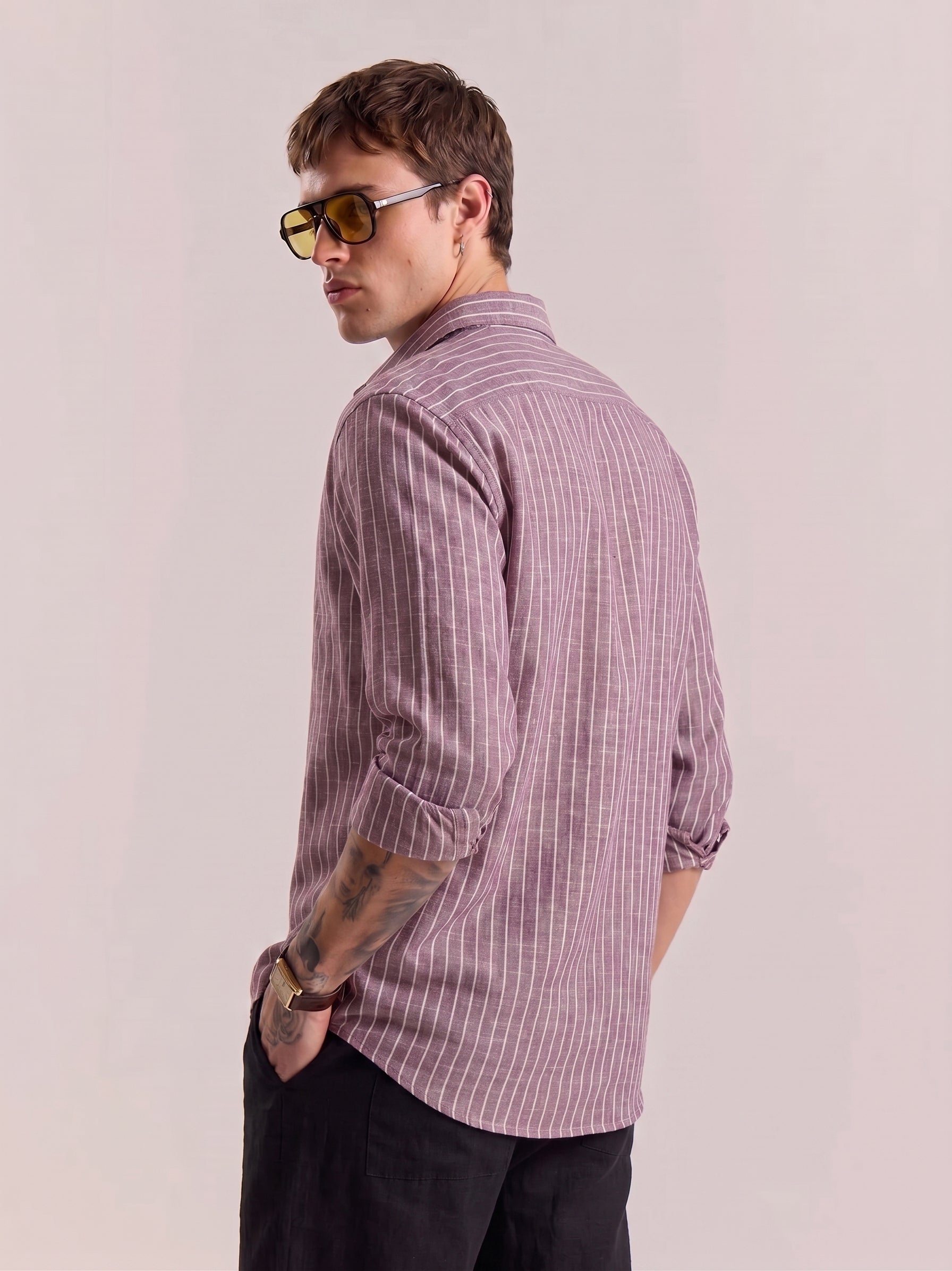 Red Striped Linen Shirt