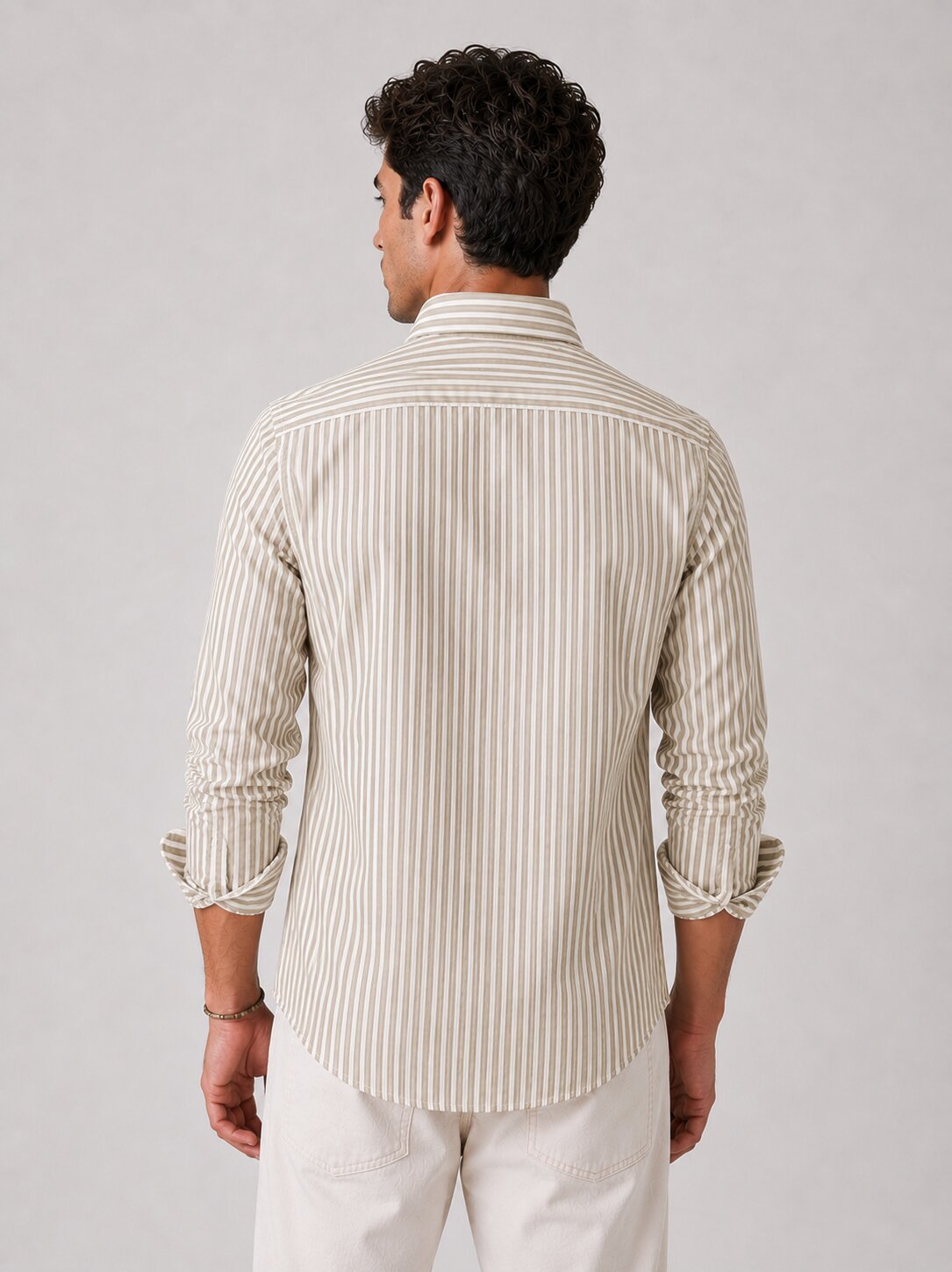 Sand Stone Striped Linen Shirts