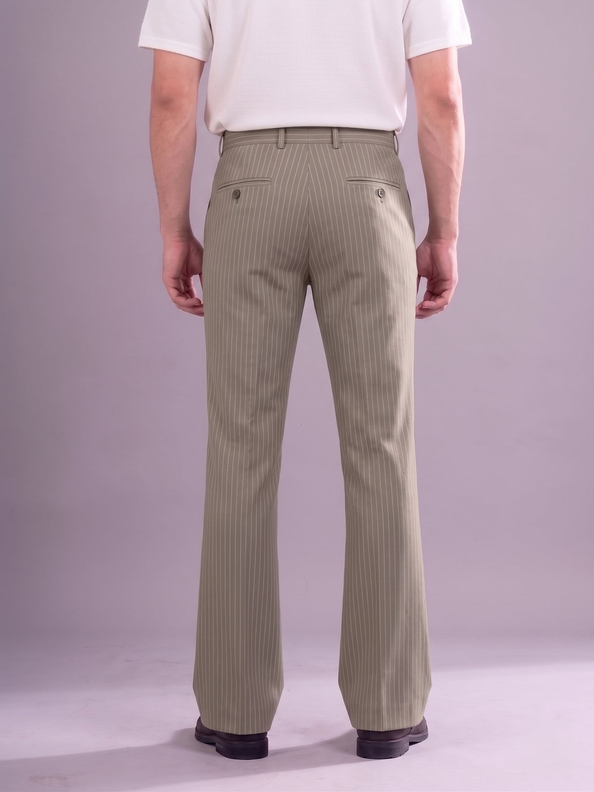 Ivory Striped Bootcut Pant