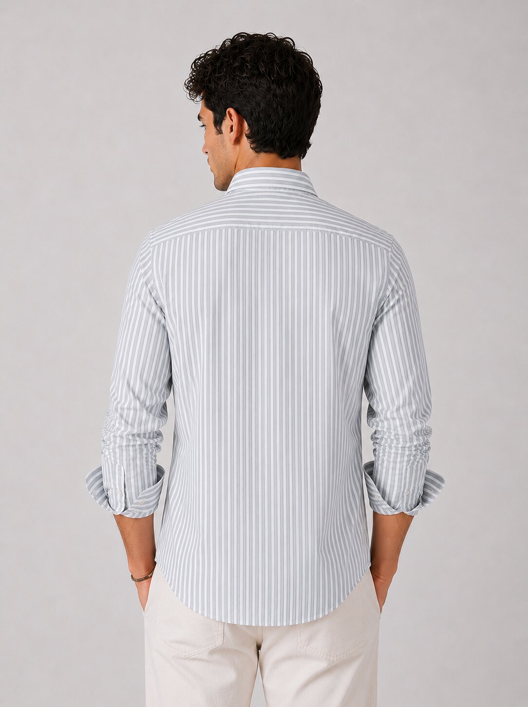 Sky Blue Striped Linen Shirts