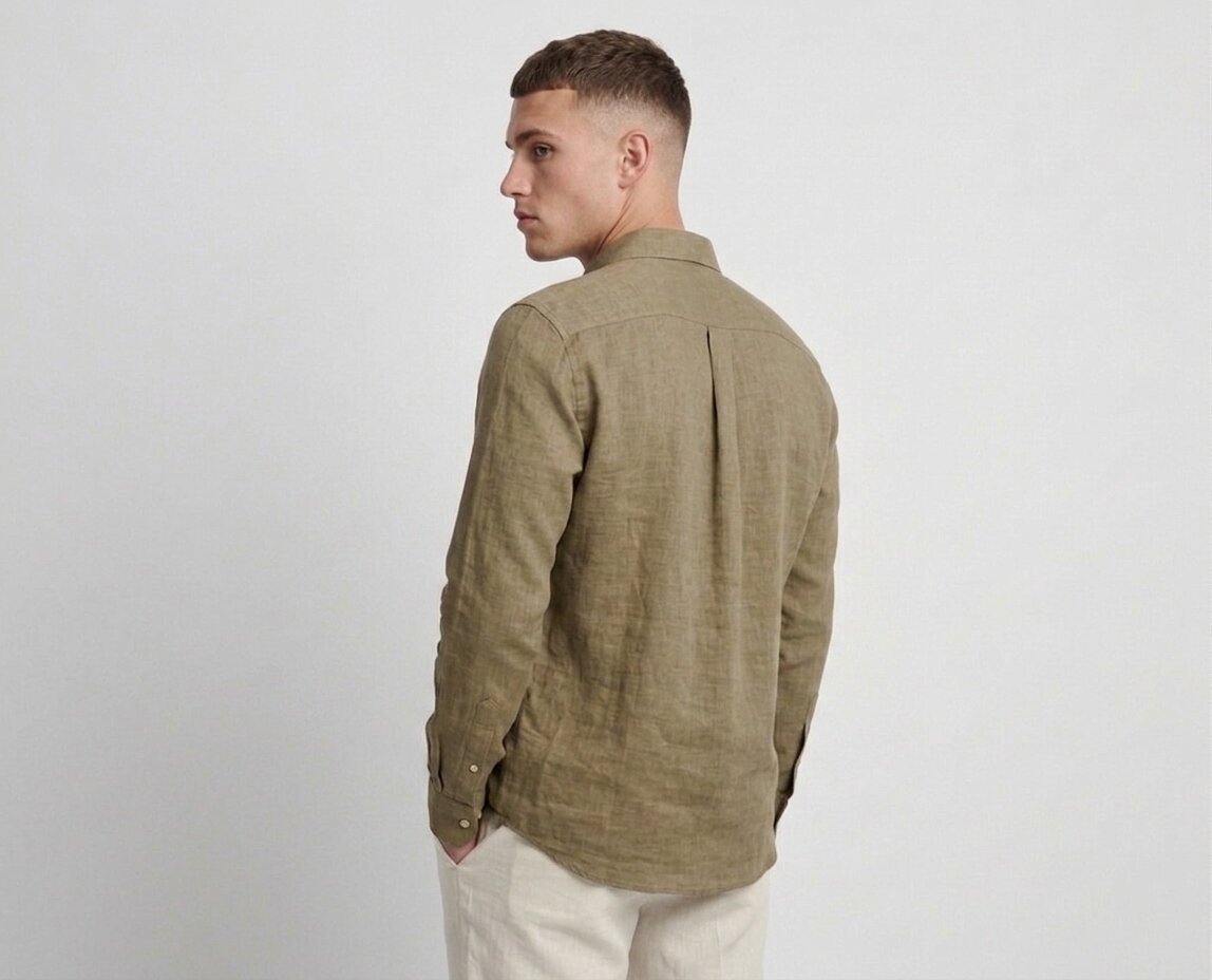 Olive Khaki Linen Shirt