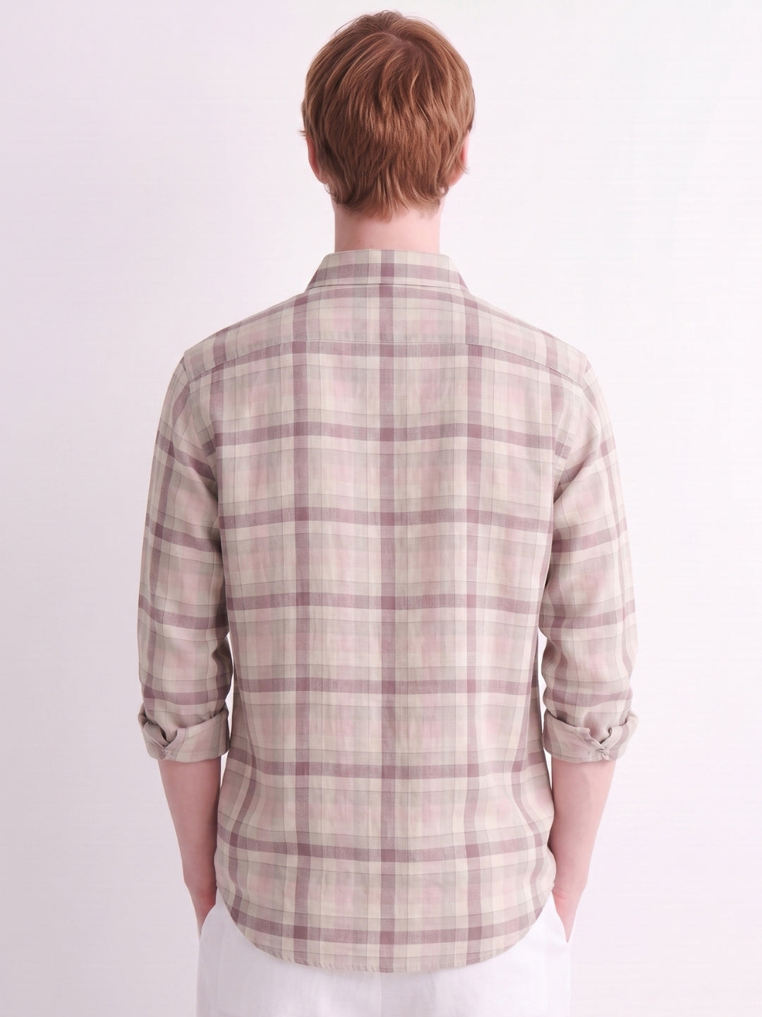 Dusty Pink Checked Linen Shirt