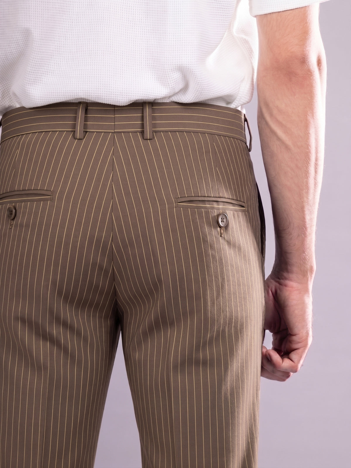 Brown Striped Bootcut Pant
