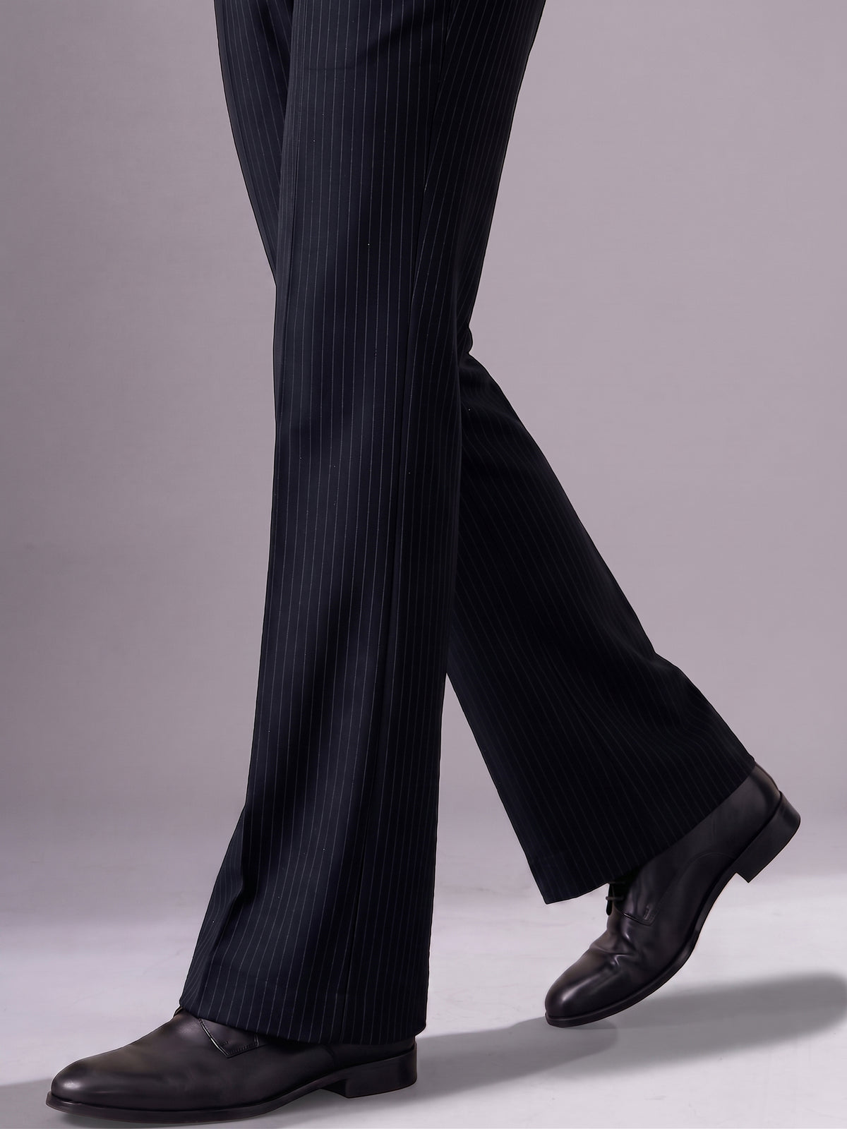 Navy Blue Striped Bootcut Pant