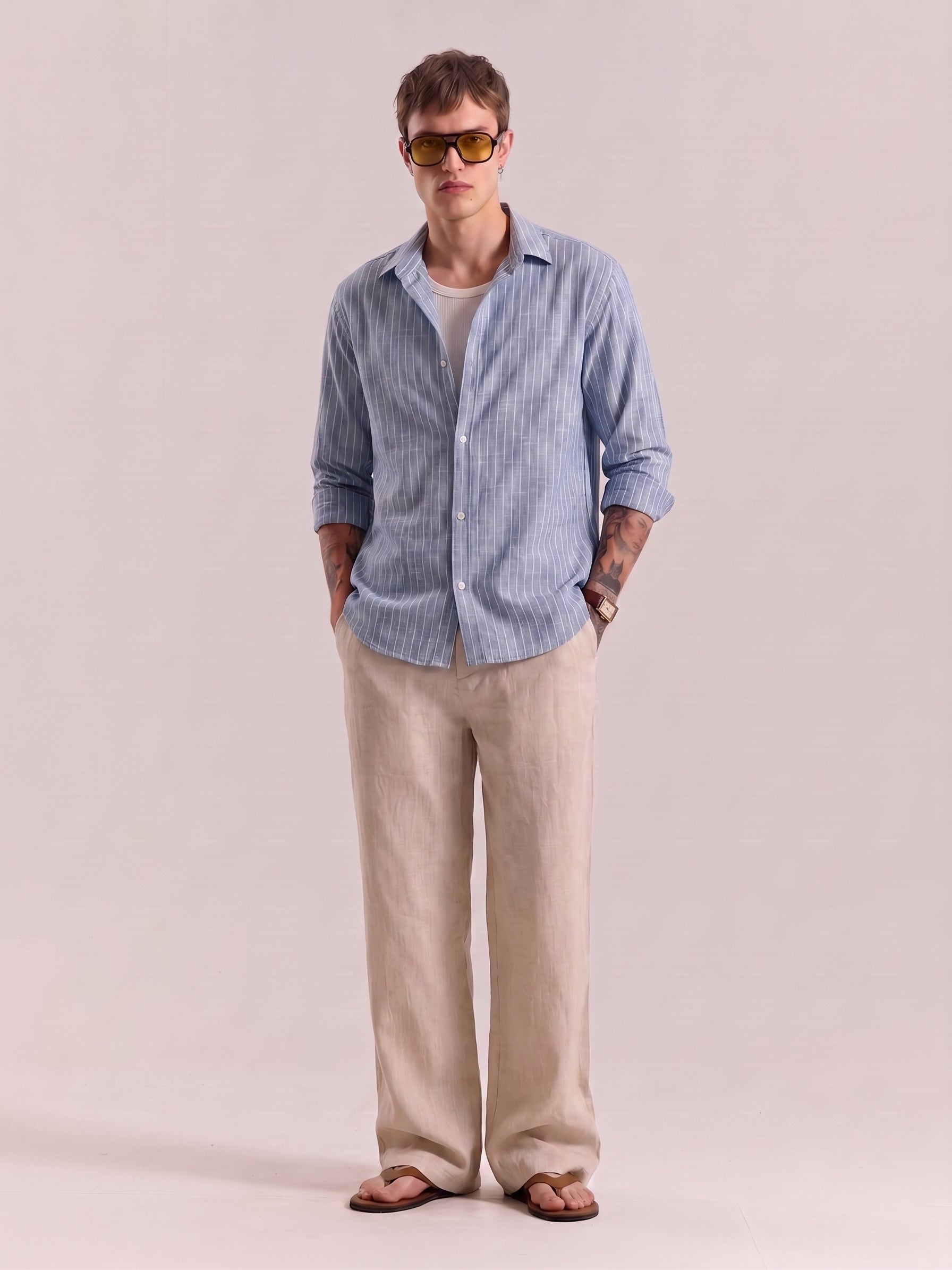 Blue Striped Linen Shirt