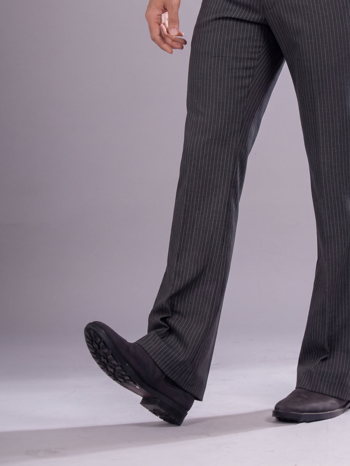 Grey Striped Bootcut Pant