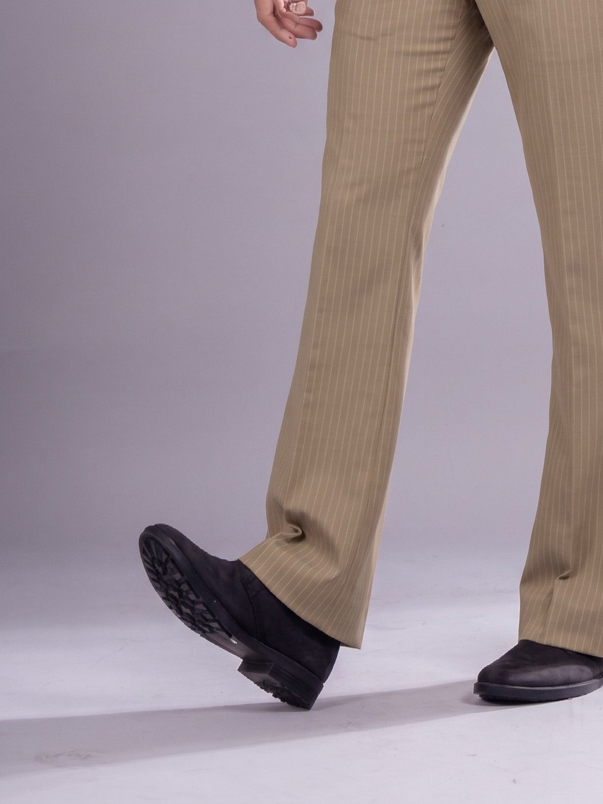 Camel Striped Bootcut Pant