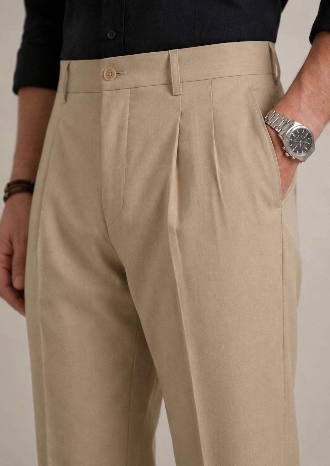 Beige Formal Pants