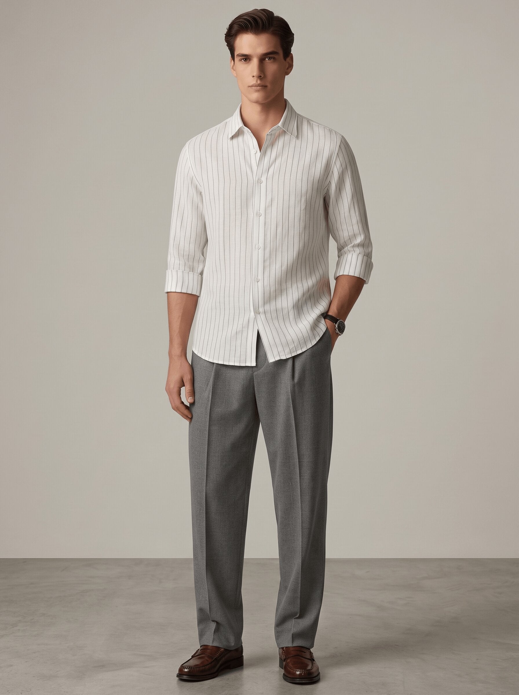 White Pinstriped Linen Shirt