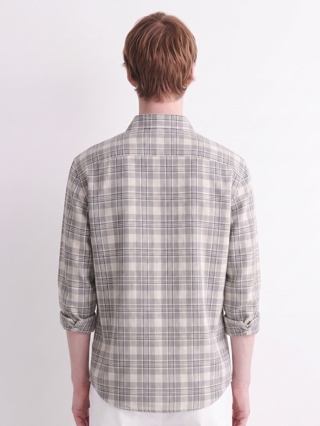 Grey Checked Linen Shirt