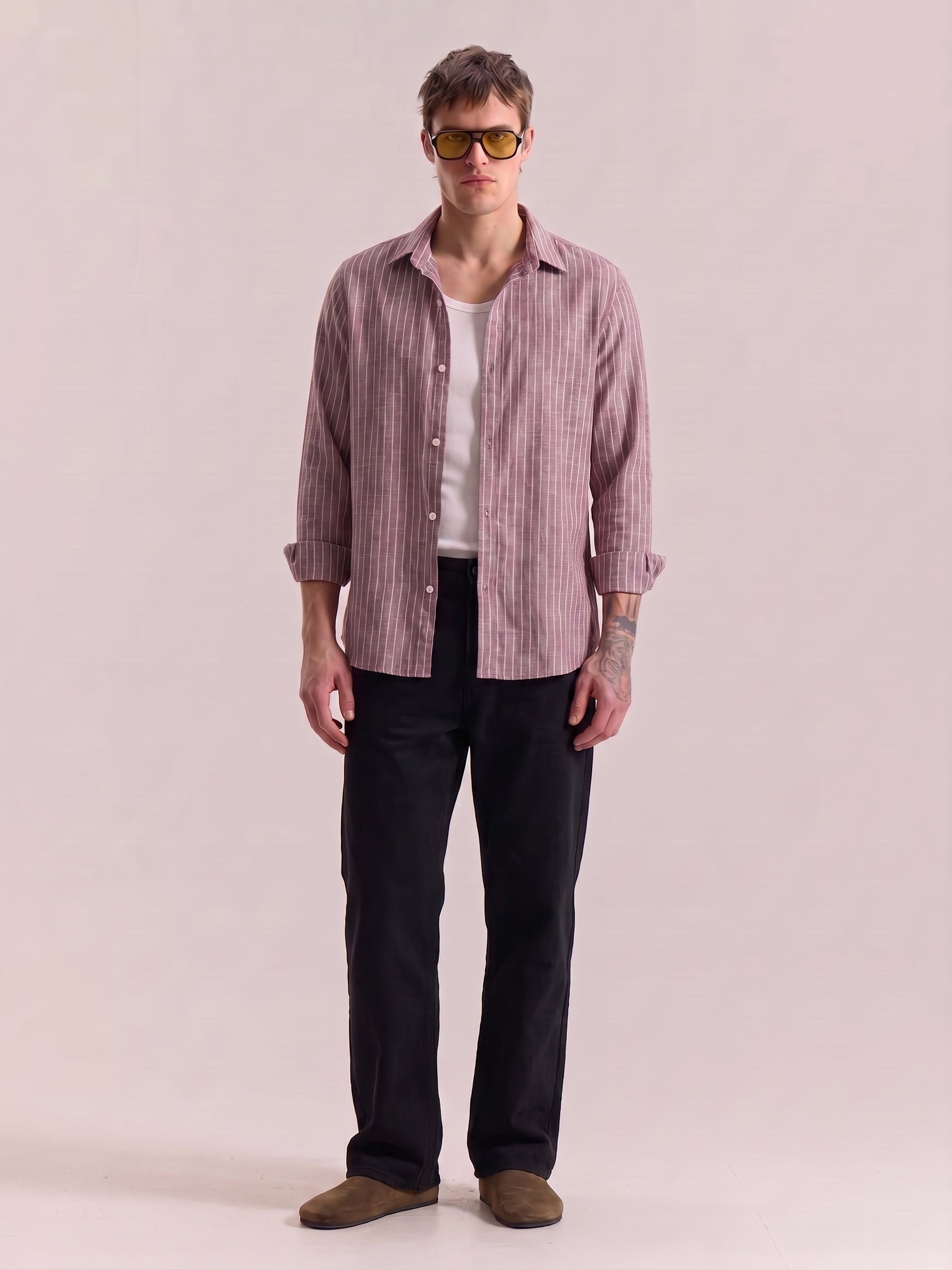 Red Striped Linen Shirt