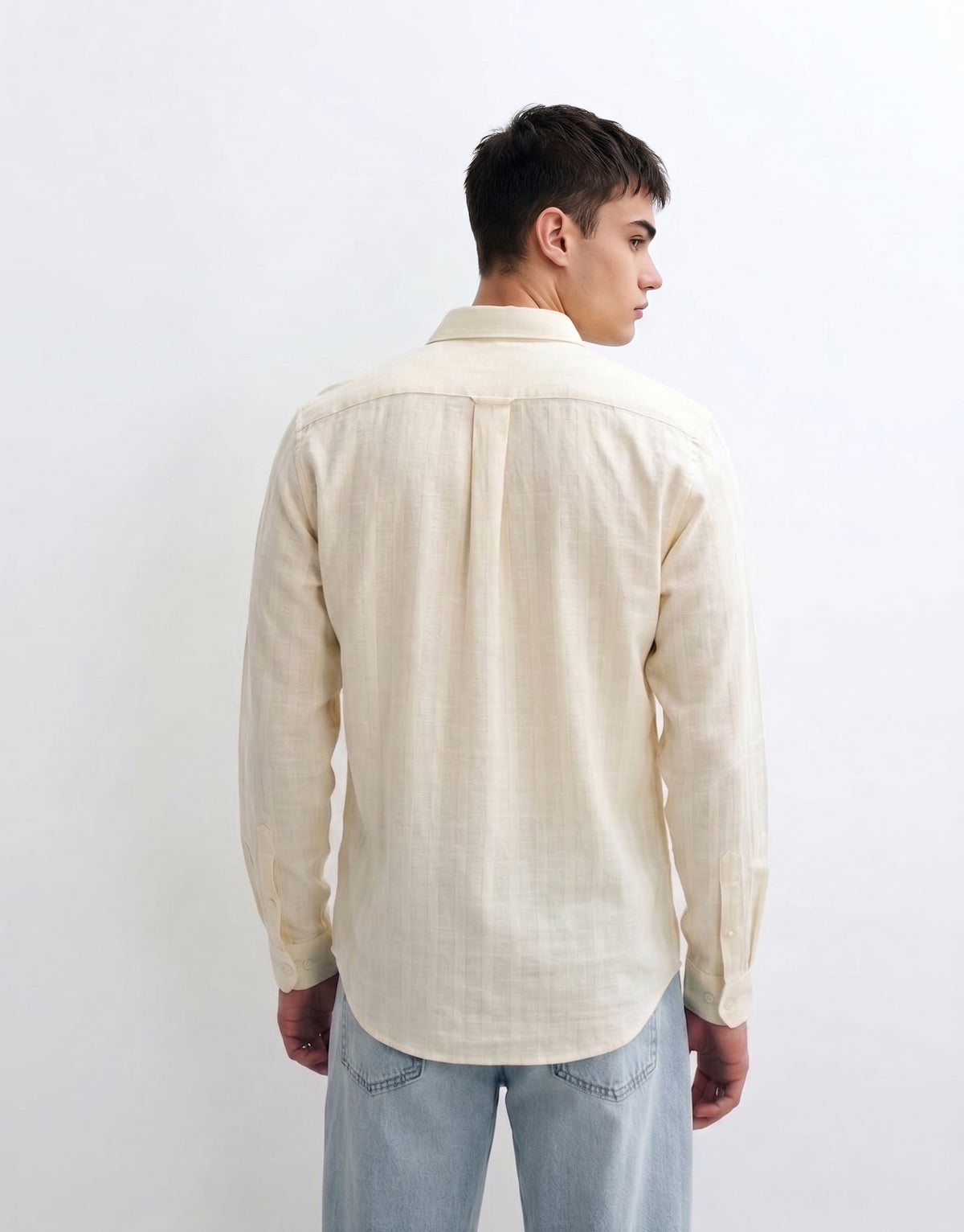Cream Cotton Striped Shirt