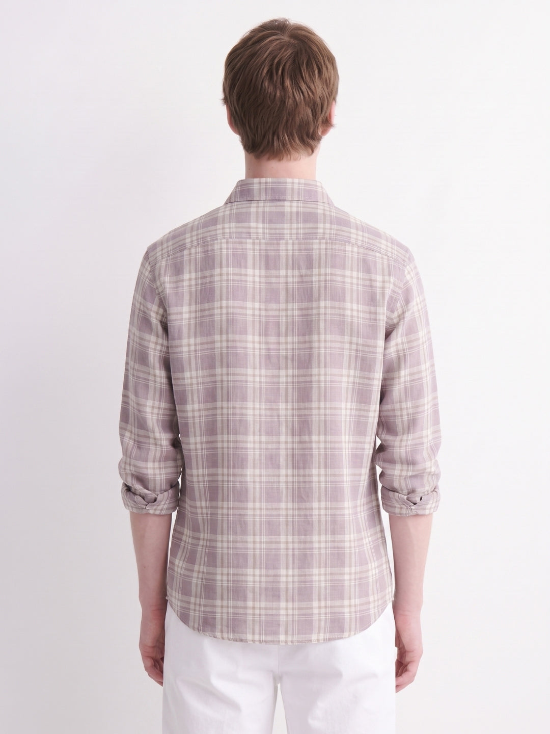 Lavender Checked Linen Shirt