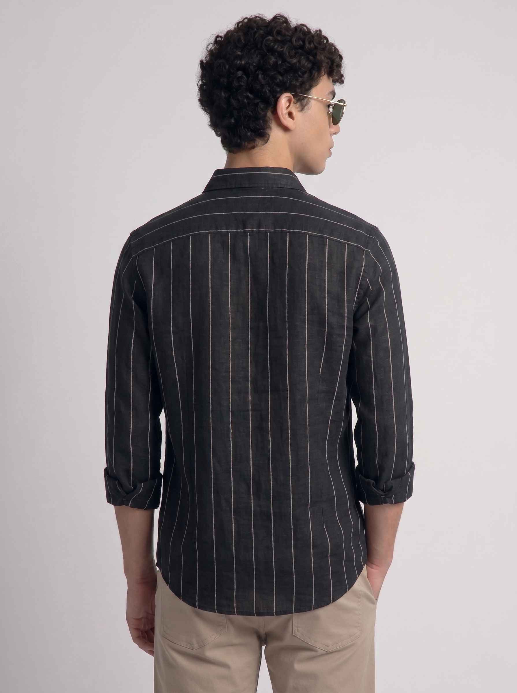 Black Striped Linen Shirt