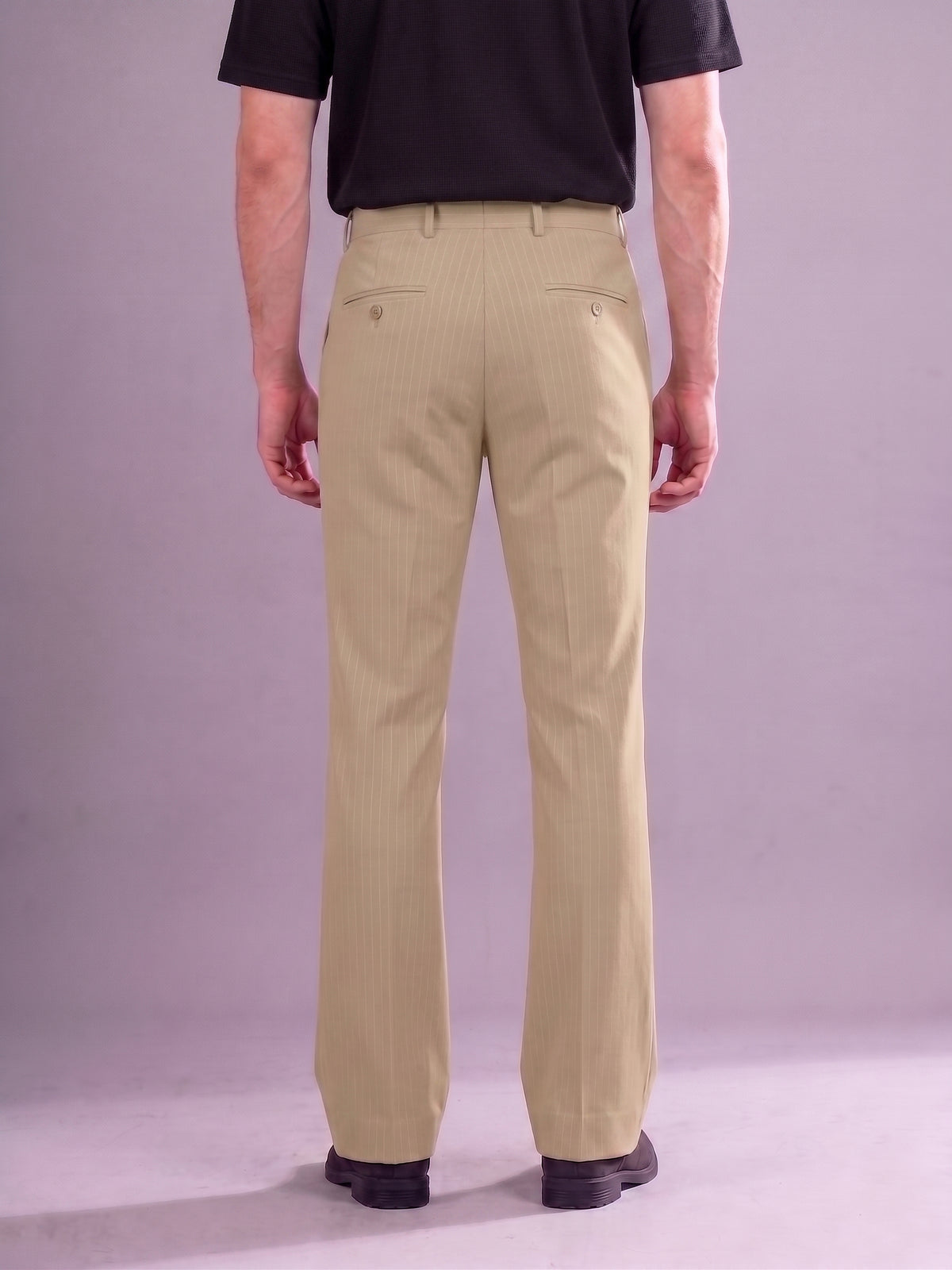 Khaki Striped Bootcut Pant