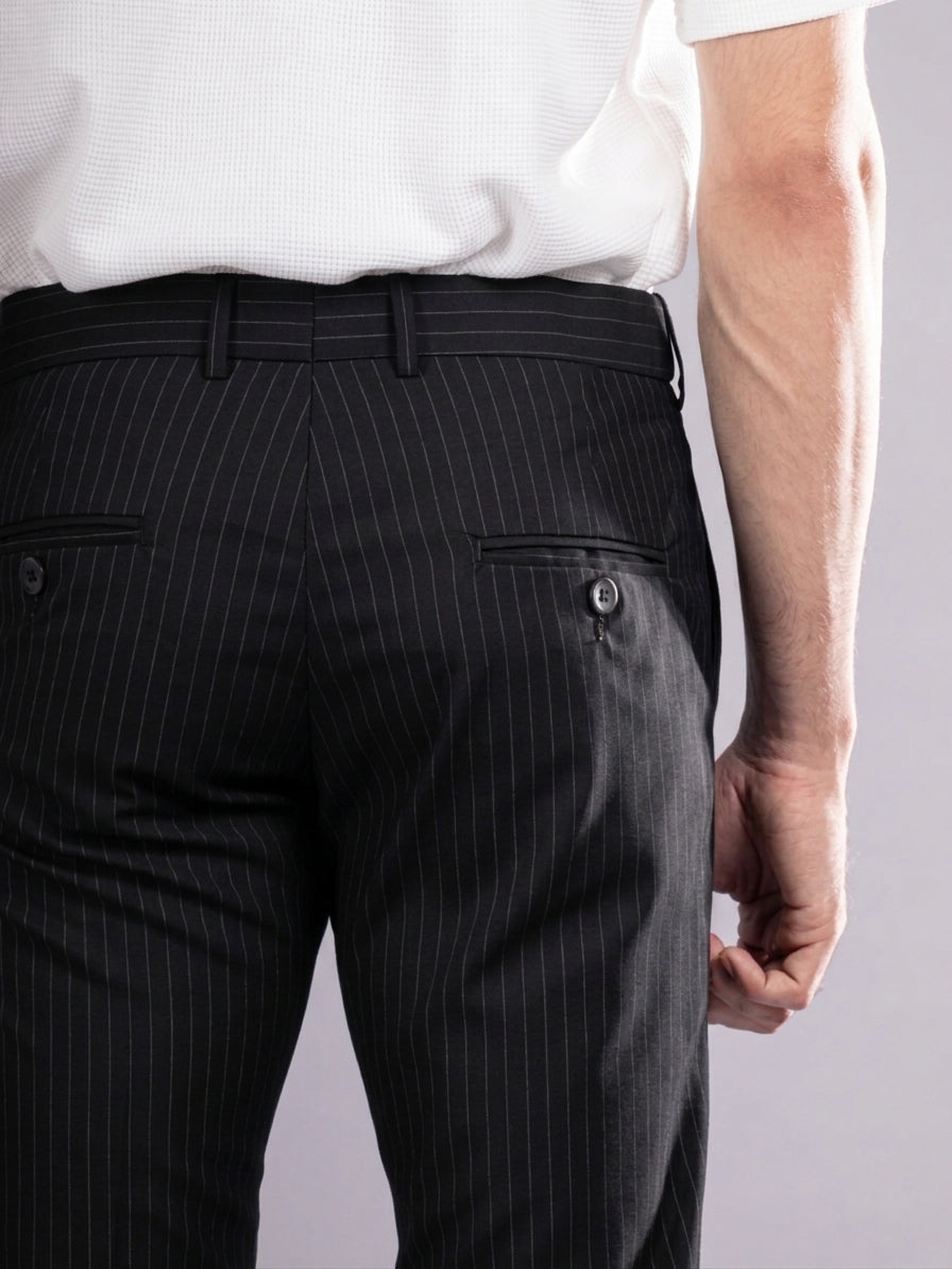 Black Striped Bootcut Pant