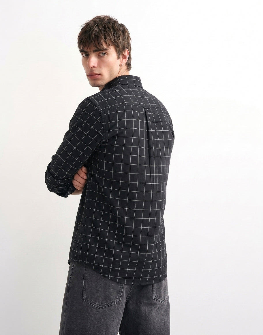 Black Checked Cotton Shirt