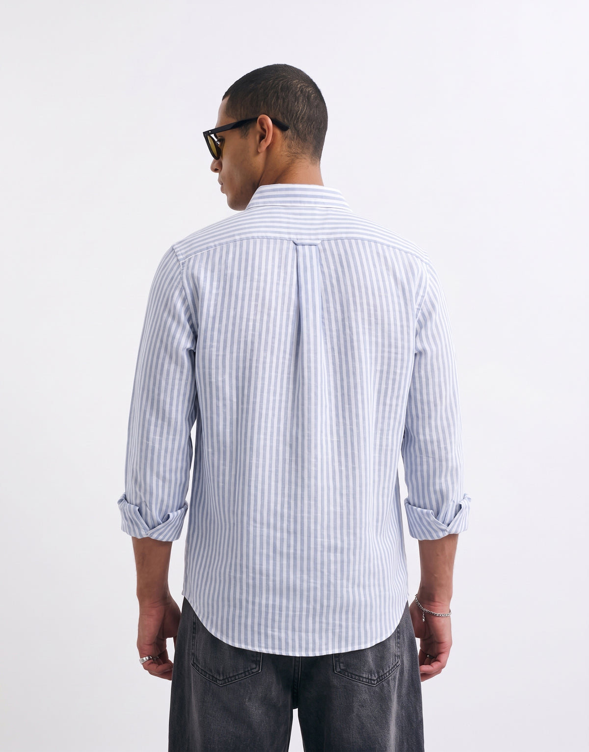 Baby Blue Striped Linen Shirt