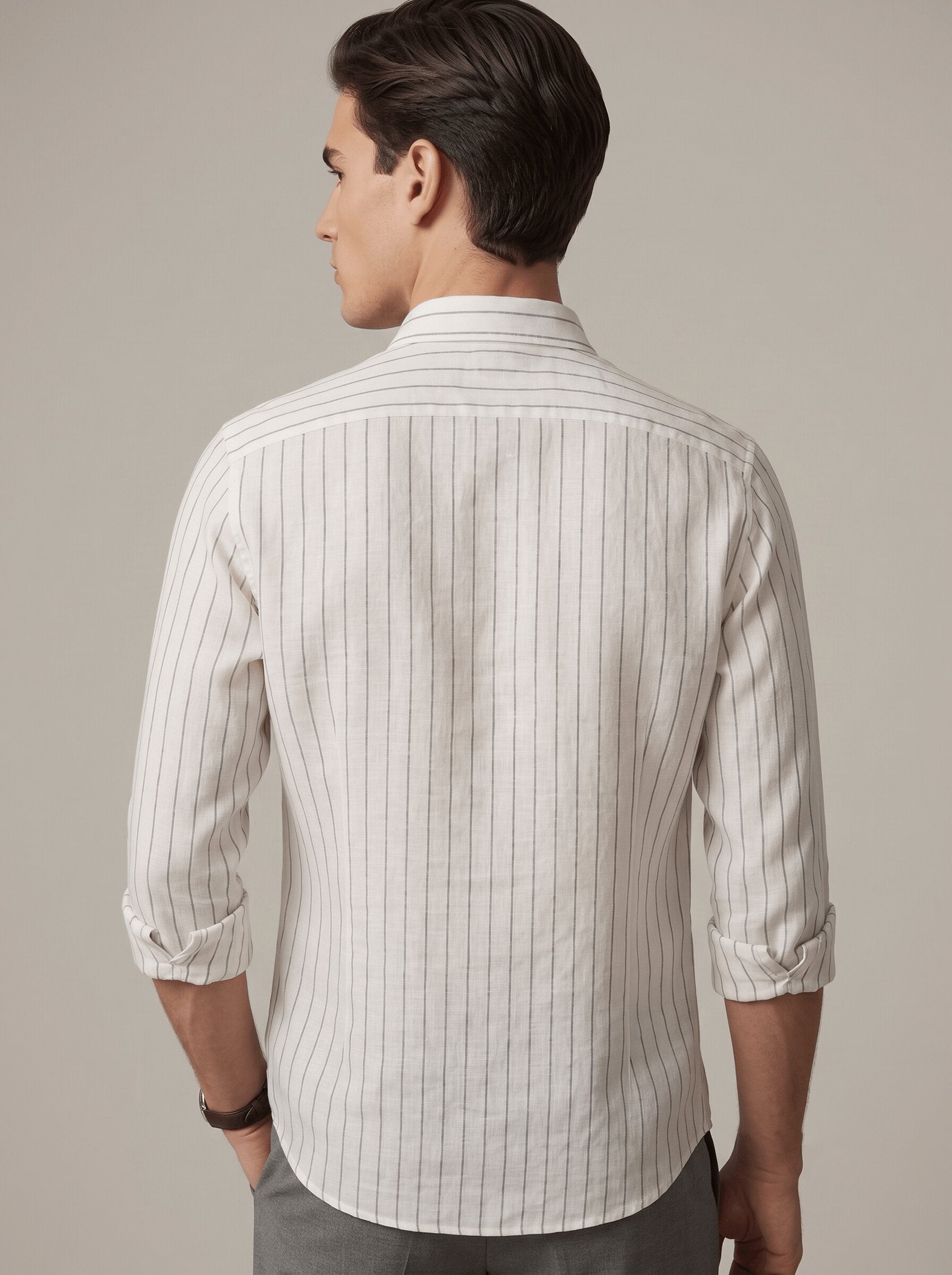 White Pinstriped Linen Shirt