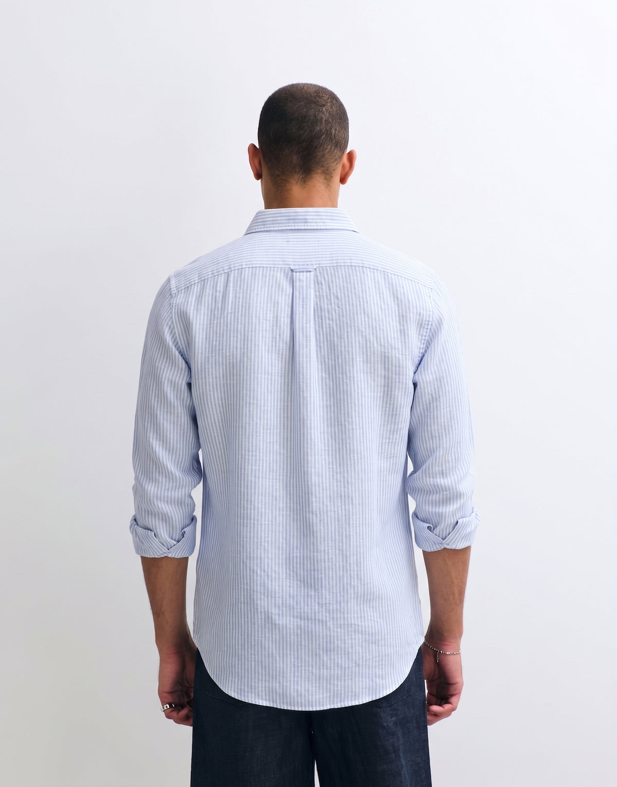 Baby Blue Striped Linen Shirt