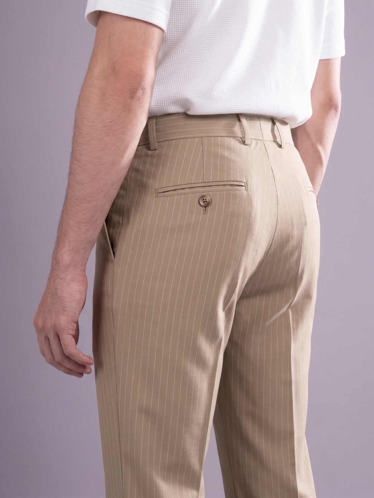 Camel Striped Bootcut Pant