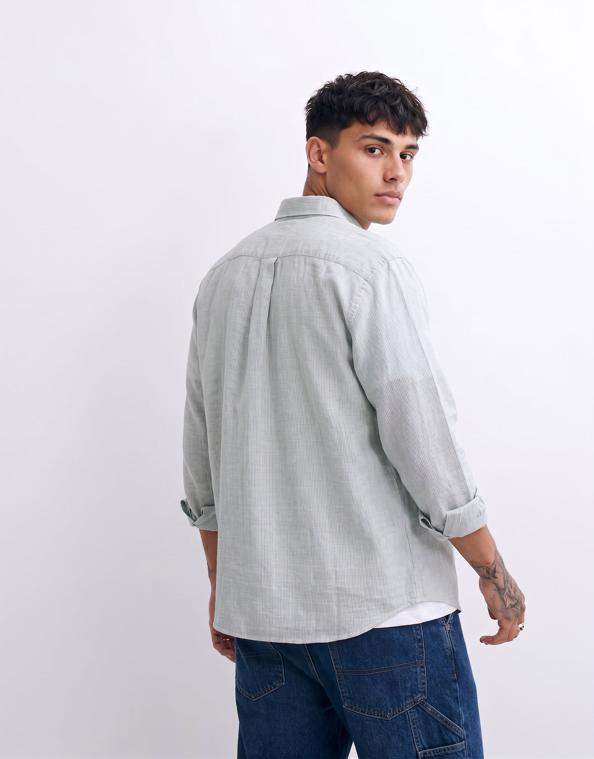 Sage Striped Linen Shirt