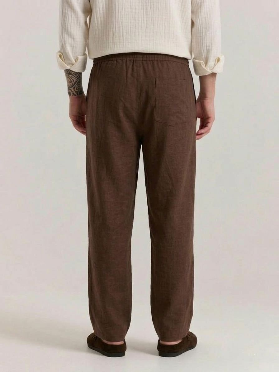 Coffee Cotton Linen Pants