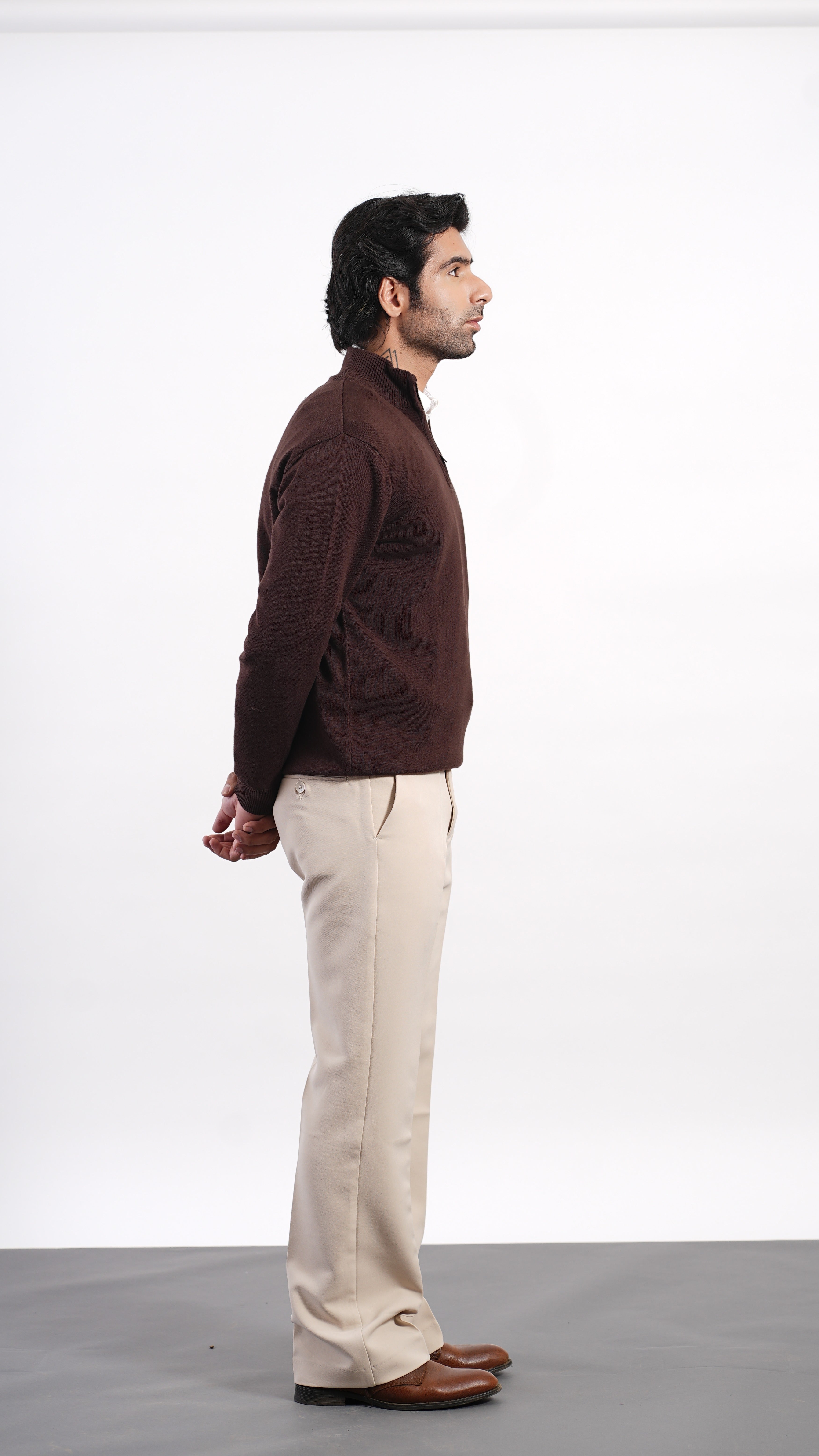 Beige Bootcut Pants – Premium Stretchable Mid-Rise Trousers