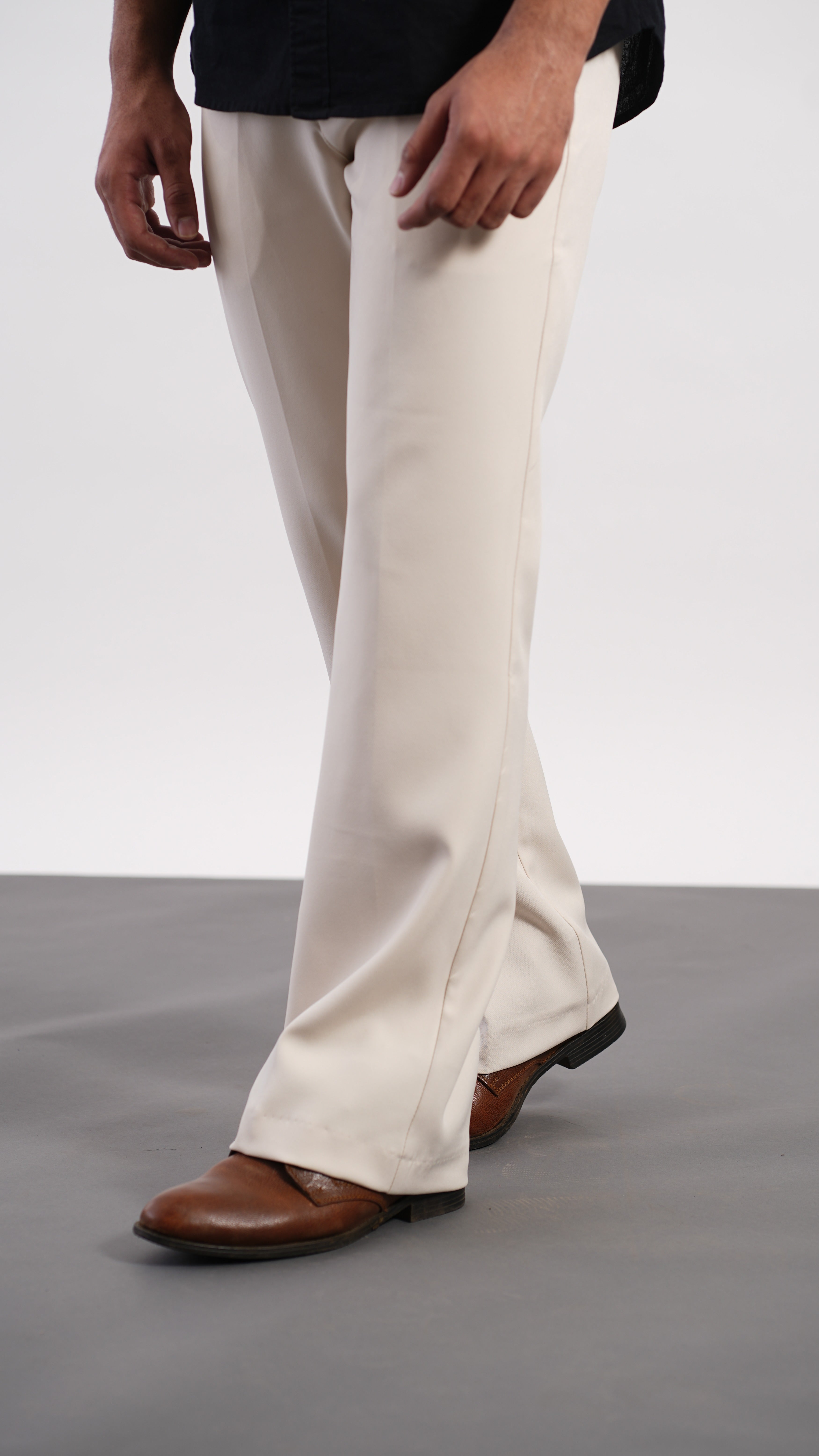 Cream Bootcut Pants – Premium Stretch Mid-Rise Trousers