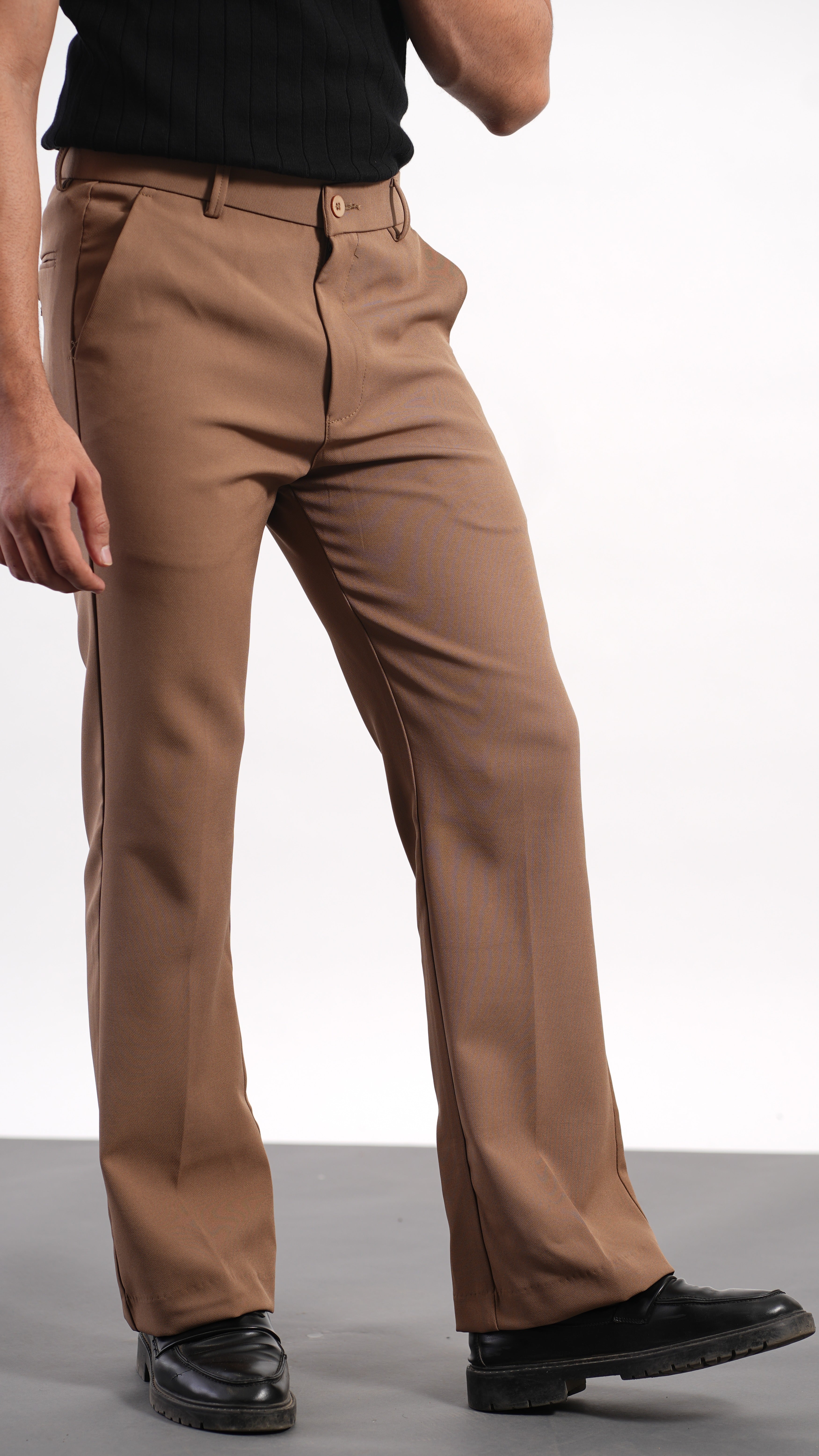 Tan Bootcut Pants – Premium Stretch Mid-Rise Trousers