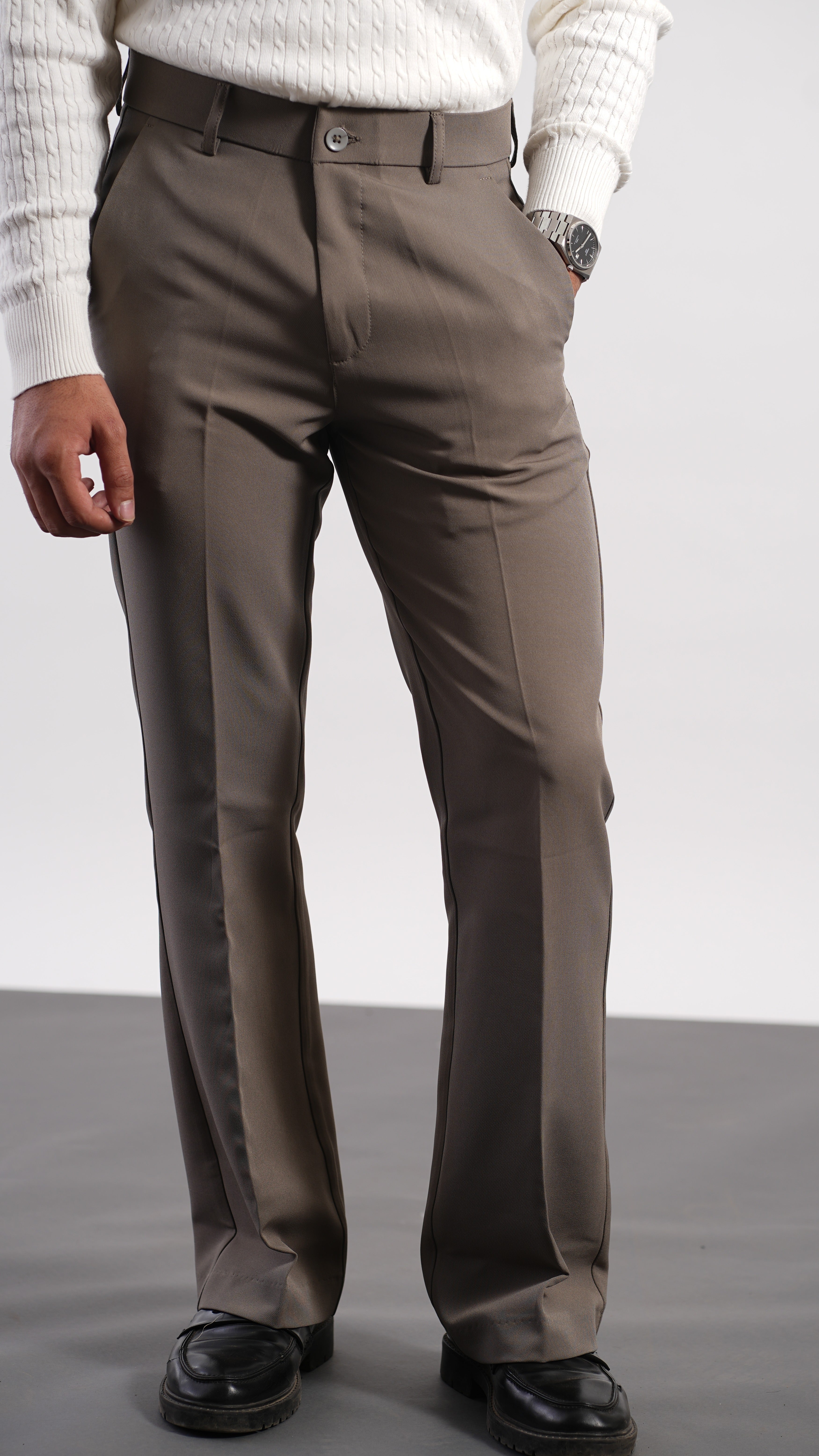 Ivory Bootcut Pants – Premium Stretch Mid-Rise Trousers