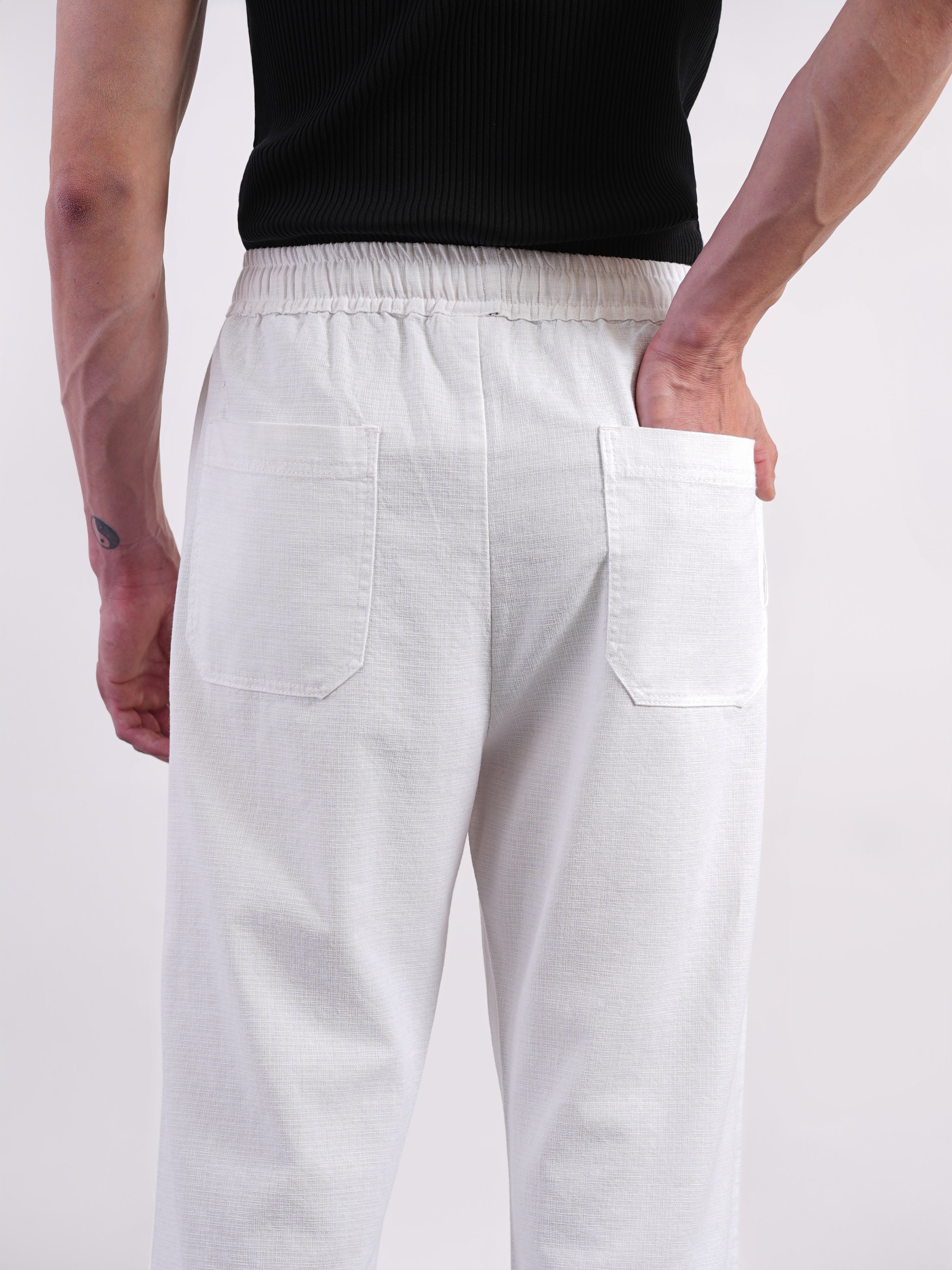 White Cotton Linen Pants
