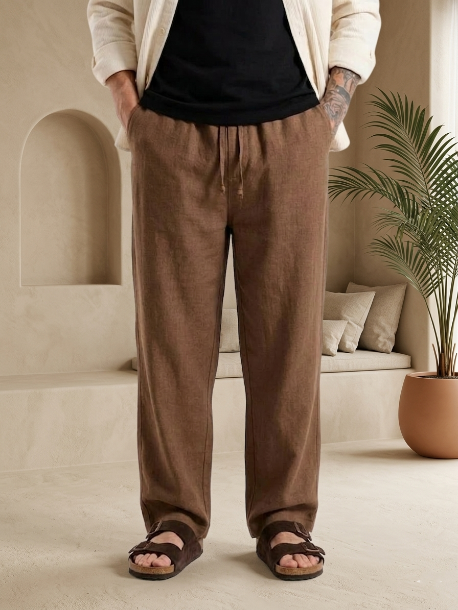 Ivory Cotton Linen Pants