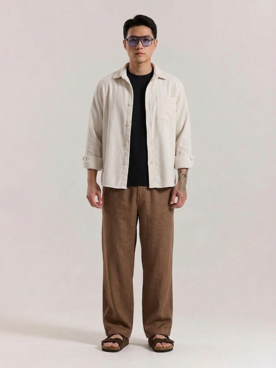 Ivory Cotton Linen Pants