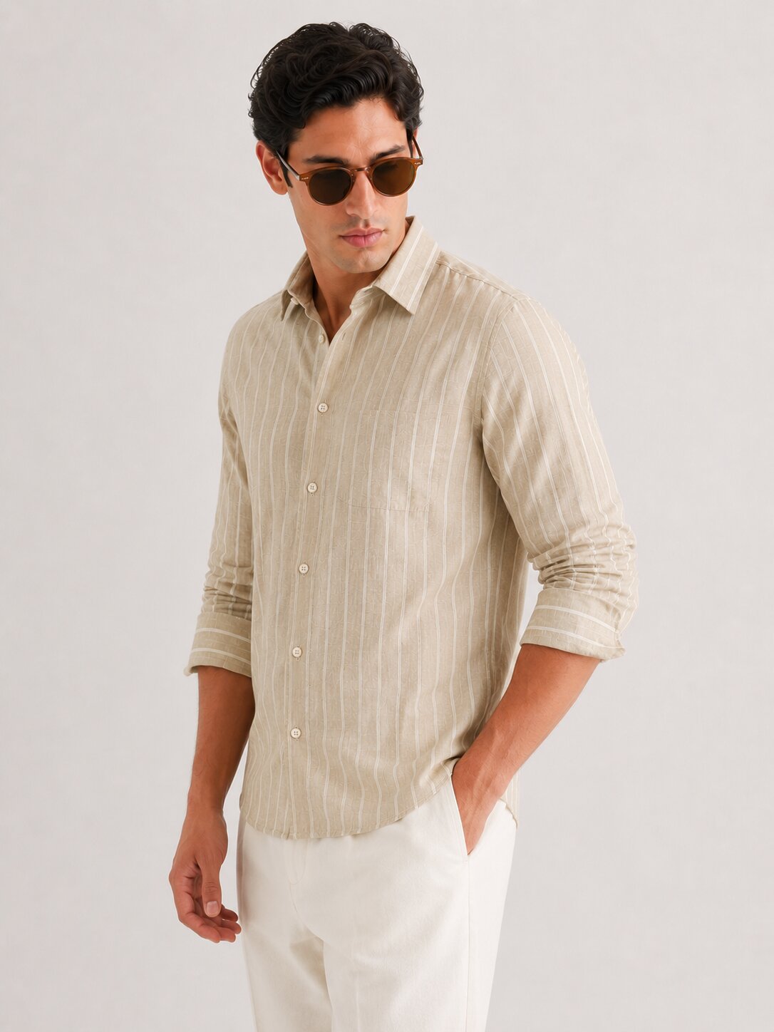 Desert Sand Striped Linen Shirt