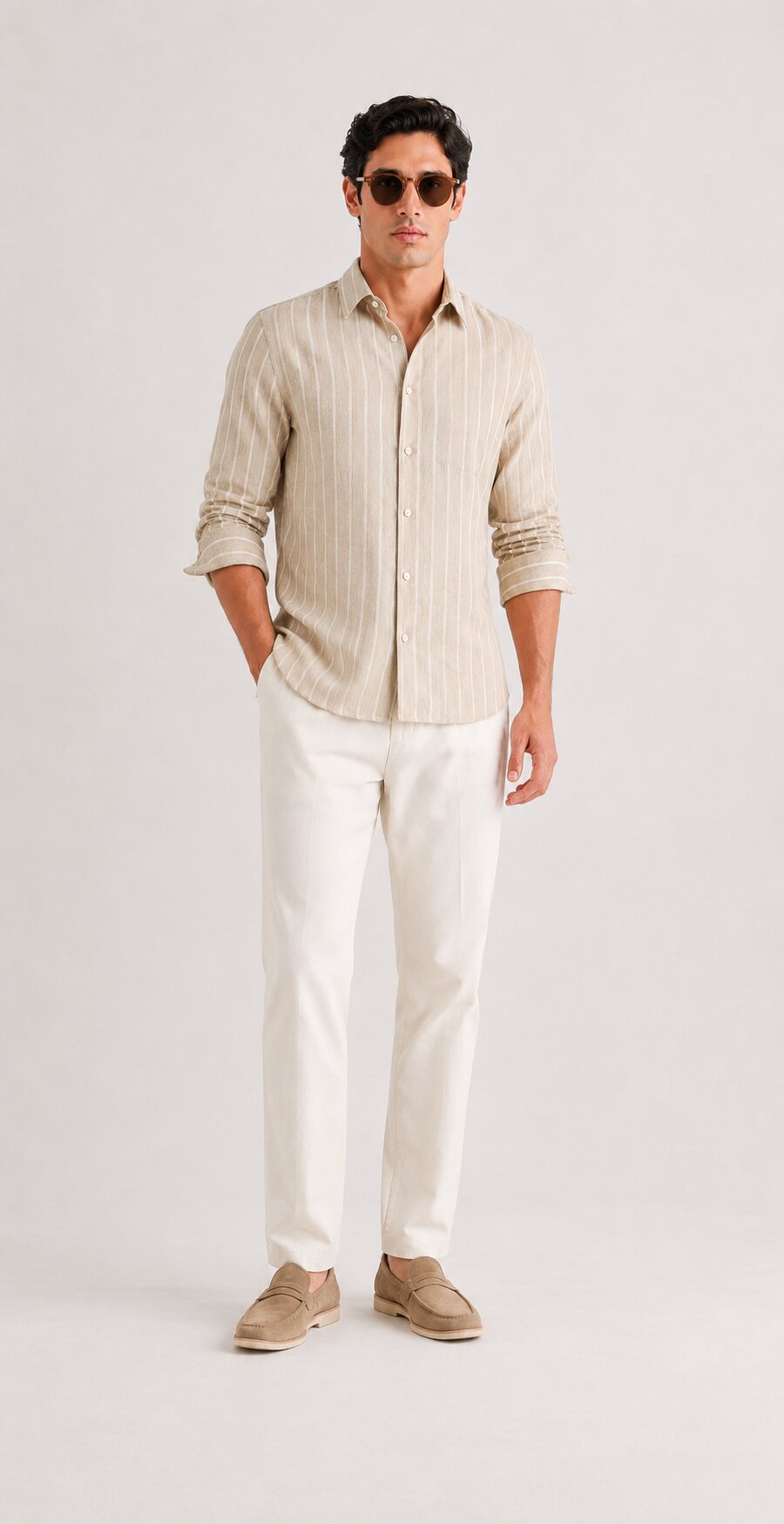 Desert Sand Striped Linen Shirt