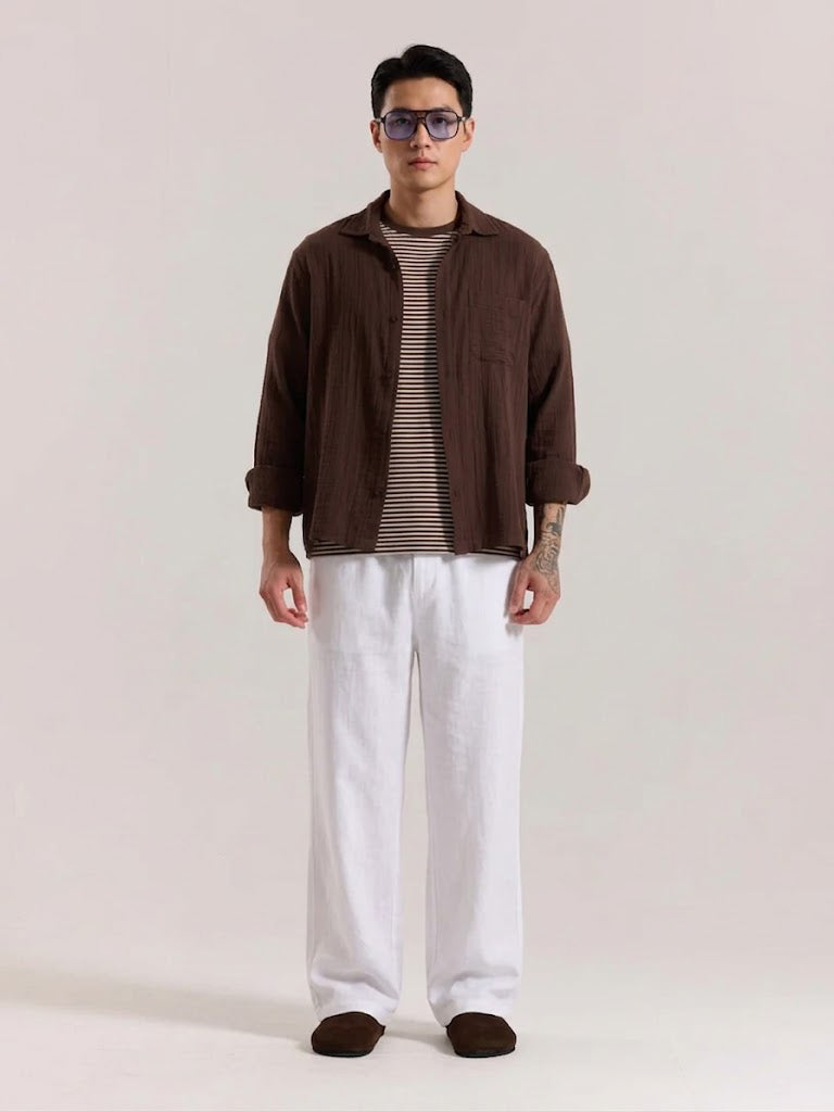 White Cotton Linen Pants